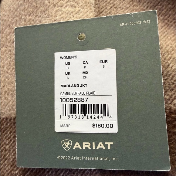 Ariat Women's Maryland Jacket in Brown and Cream Plaid size S - Picture 9 of 11